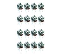 Jnchdghwa 16X Baies de Noël Blanches/Tiges de Baies Branches de Pin et Pommes de Pin Artificielles/de Houx Blanc/Couronne pour Décor