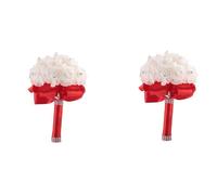 Jnchdghwa 2X Belle Bouquet de Mariage de Mariee Demoiselle d'honneur Fleur Bouquet de Mariage Fleur Artificielle Bouquet de Roses Bouquets de Mariee Blanches- Rouge et Creme