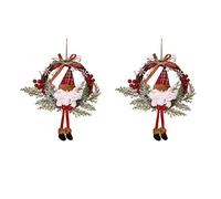 Jnchdghwa 2X Couronne de Noël Artificielle pour Décoration de Maison de Ferme de Fenêtre de Mur de Porte D'Entrée, Père Noël