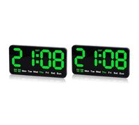 Jnchdghwa 2X Horloge Murale NuméRique, 9,5 Pouces, RéVeil LED avec Gros Chiffres, DST, Double Alarme, pour Salon, Chambre à Coucher, DéCoration de Salle de Classe