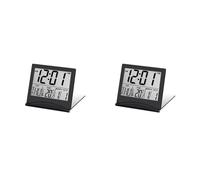 Jnchdghwa 2X Réveil Numérique LCD Pliant Électronique Température de Bureau Hygromètre Horloge Station Météo Bureau Horloge de Table Noir