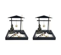 Jnchdghwa 2X Statue de MéDitant de Jardin de Sable de Bureau, Mini Kit de Plateau de Sable de Jardin pour la Décoration de Bureau à Domicile