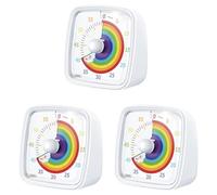 Jnchdghwa 3X Minuterie Visuelle de 60 Minutes avec Veilleuse, Compte à Rebours, Minuterie Pomodoro avec Motif Arc en Ciel pour Enfants et Adultes Blanc