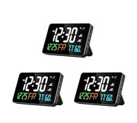 Jnchdghwa 3X Réveil Numérique, Horloge WiFi, Lettres Extra Larges, Température et Humidité, Calendrier, Semaine, Luminosité à 4 Niveaux