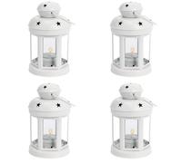 Jnchdghwa 4X Lanternes Une Bougie Suspendues en Métal Vintage, Photophore, Chandelier pour Mariage, Maison, Cadeau de Fêtes d'anniversaire-Blanc