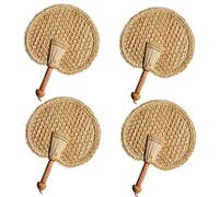 Jnchdghwa 4X Tissés À la Main Ventilateur Tissé À la Main en Paille Vieil Été Naturel Ventilateur Rond Décoratif Respectueux de l'environnement