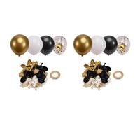 Jnchdghwa Ballons Noirs et Dorés, 134 Pièces de 12 Pouces, Ballons Confettis Noirs, Blancs et Dorés pour Anniversaire, Mariage, an
