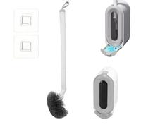 JNEYVIC Support Mural pour Brosse à Toilette avec Couvercle - Brosse 360° en Nylon - Fixation Adhésive sans Perçage - Drainage Anti-odeurs - Accessoire Moderne et Hygiénique pour Salle de Bain