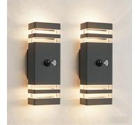 JNR Lampe Exterieur Detecteur de Mouvement, GU10 LED, Anthracite 2 Pack | Aluminium Applique Murale avec Detecteur, 230V Étanche IP54 Luminaire Exterieur avec 2*5W GU10 3000K LED Ampoule