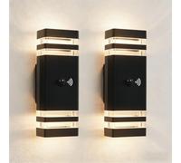 JNR Lampe Exterieur Detecteur de Mouvement, GU10 LED, Noir 2 Pack | Aluminium Applique Murale avec Detecteur, 230V Étanche IP54 Luminaire Exterieur avec 2*5W GU10 3000K LED Ampoule