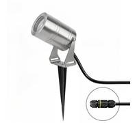 JNR Spot LED Extérieur, Étanche IP65 Spot Exterieur GU10, Argent | Acier Inoxydable Spot avec 2 m Câble, GU10 5W 3000K Ampoule, avec Boîte de Dérivation Etanche IP68, avec Spike Ground