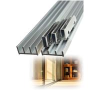 JNTFNE Kit de Porte coulissante à Triple Rail en Aluminium Robuste pour Verre/Bois de 3 à 5 mm, 6 roulettes incluses, pour Armoire/penderie (1,2 mètre/47,2 Pouces)