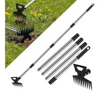 JNUYISW Désherbeur Manuel, 147cm Rateau De Désherbage avec Long Manche 2 en 1 Houe pour Jardinage Désherbage Rapide sans se Pencher ni s'agenouiller Outil De Désherbage pour Cour, Pelouse, Terrasse