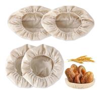JNYUTEEN 4 Pièces Tissu en pour Pain, 2 Tailles Housse pour Banneton, Rond et Ovale Couvre-banneton Linge de Boulanger pour Panier de Fermentation et Pousse à Pain