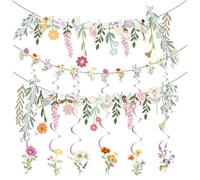 JNYUTEEN Lot de 9 Pièces Guirlande de Fleurs, Multicolore Bannière de Fleurs Sauvages, Décoration en Papier avec Bannière Décorative de Fleurs Sauvages pour Fêtes de Jardin et Mariages