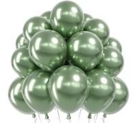 Jobkoo Ballons en latex vert métallisé, 30,5 cm chromé vert foncé