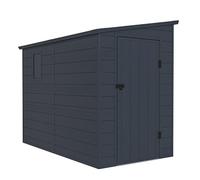 Jôbu Abri de Jardin Adossé en Résine Anthracite 3,55m² | Rangement Extérieur avec Fenêtre et Aération | Kit de Fondation Inclus | Structure Acier Galvanisé