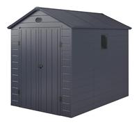 Jôbu Abri de Jardin en Résine 5,32m² Anthracite | Double Porte Verrouillable, Grille d'Aération | Kit de Fondation, Structure Acier Galvanisé | Fenêtre Latérale, Montage Simple
