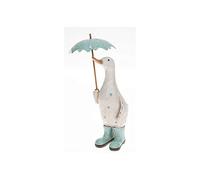 Joe Davies Figurine décorative en forme de canard avec parapluie et bottes en caoutchouc Motif à pois de David