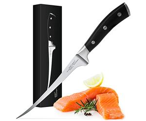 Joeji's Couteau Filet Poisson - Couteau Cuisine Professionnel - Acier inoxydable, Noir, 31 cm