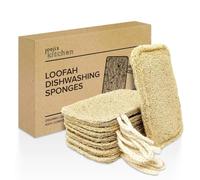 joeji's Éponge Loofah Vaisselle Lot de 8 - Naturelle, Sans Plastique, 11cm | éponge vaisselle réutilisable, lavable durable zéro déchet, poêle antiadhésive sans rayure, lot éponges cuisine naturel