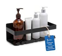 Joeji's Étagère Douche sans Perçage - Support Douche Adhésif 3M en Acier Inoxydable Noir - Porte Savon & Rangement Shampoing - Étagère Murale Salle de Bain & Organisateur sans Perçage
