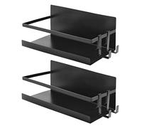joeji's Étagère Magnétique Frigo Lot de 2 - Range-Épices Sans Perçage, Noir | Range épices sans perçage, Acier zingué noir mat, Charge jusqu’à 2,5 kg, Gain de place en cuisine