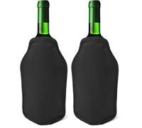 Joejis - Glacière pour bouteille de vin - 1 pièce - Noir - Parfait pour refroidir les bouteilles de vin, de prosecco, de champagne - Idéal pour les dîners, pique-niques, festivals… (Lot de 2)