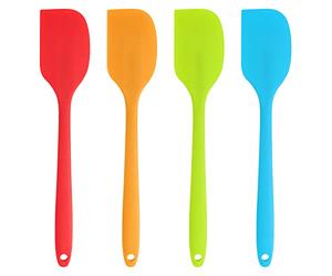 Joeji's Kicthen Spatule en Silicone Lot de 4 Ustensiles de Pâtisserie Colorés Orange Bleu Vert Rouge Antidérapant Anti-Rayures Silicone Spatule de Cuisine Lot de 4
