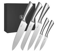 Joejis Set de couteaux 5 en 1 en acier inoxydable - Set de couteaux de cuisine tranchants avec couteau à pain, couteau de cuisine Santoku, couteau universel et couteau à légumes