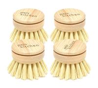 Joeji's Kitchen Brosse Nettoyage Cuisine - 4 têtes de Rechange Brosse Vaisselle ecologique Bois avec Poils en Fibres Brosse Vaisselle Bois pour Laver Assiettes plaques de Cuisson Salle de Bains