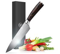 joeji's Kitchen Couteau de cuisine professionnel en acier inoxydable et acier au carbone avec manche ergonomique en bois de pakka couteau polyvalent à viande ou à légumes couteau de chef