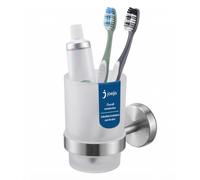 Joeji's Kitchen Gobelet à Brosse à Dents de Salle de Bain, Porte-Brosse à Dents en Acier Inoxydable, Porte-Brosse à Dents Mural, Porte-gobelet Mural Adhésif ou vis…