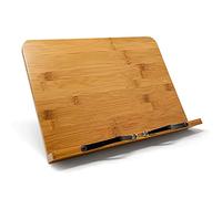Joejis Bookstand Wood - Support pour livres et tablette en bois - Support pour livres avec serre-livres réglable - Support pour livres de cuisine en bambou - Support de lecture