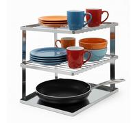 joeji's Kitchen Rangement Cuisine Placard pour Etagere Placard Cuisine - Rangement Vaisselle et Support Assiette 25 x 25 x 19 cm, argenté
