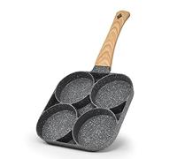 joeji's Poêle 4 Trous Antiadhésive Céramique - Induction, Œufs & Pancakes | Pour mini crêpes et œufs au plat, Cuisson saine avec moins d’huile, Compatible gaz, Poignée en bakélite