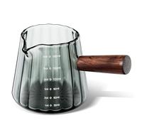 Joeyan 180ml Verre Doseur avec Manche en Bois, Transparents Tasse Avec Ouverture en Forme de V, Verre Mesureur Cuisine à Cocktail, Verres à Expresso, pour Machine à café, Alcool,Café au Lait, Gris