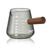 Joeyan 210ml Verre Doseur à Expresso,7oz Borosilicate Pichet Doseur Cuisine | Style Origami,Gris Tasse à Café Gradué,Pot à Lait avec Anse Bois et Bec Verseur, Petite Gobelet Mesureur,Accessoire Barista