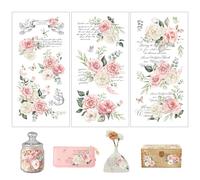 Joeyan 3 PCS Autocollants Transfert Fleurs à Frotter, Roses DIY Stickers | Décalcomanies Décor pour Meubles et Loisirs Créatifs, Petit Cadeau pour Bureau à Domicile Verre,Bois,Métal,Porcelaine,15x30cm