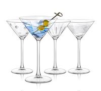 Joeyan 320ml Verres à Martini avec Gravure, Lot de 4 Cristal Verrerie | Verres à Cocktail Originaux Soufflé à la Main, Verres à Gin Tonic pour Maison,Restaurants,Fêtes,Mariages,Wine Glasses Cadeaux