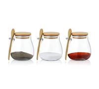 Joeyan 350ml Bocal en Verre Hermétique avec Couvercle et Cuillère,Lot de 3 | Bocaux de Conservation, Pots de Rangement Cuisine, Jar pour Épices, Café, Thé, Confiture