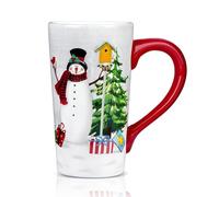Joeyan 550ml Mug Noel avec Anse, Grande Christmas Mug Hiver en Céramique | Tasse avec Festifs de Bonhomme de Neige et d'arbre pour Café,Cappuccino,Chocolat Chaudes, Cadeau pour Amis,Femme,Homme