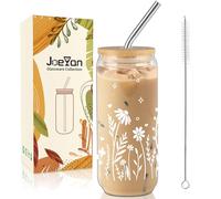 Joeyan 600ml Aesthetic Floral Verre à Matcha avec Couvercle et Paille | Cadeau de Remerciement Floral Pour Femmes,Enseignante, Chrétienne, Mariage ou Des Fiançailles, para Latte,Smoothie,Bubble Tea
