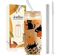 Joeyan 600ml Verres à Boire de Halloween Avec Couvercles et Paille, Verre à Eau Citrouille,Fantôme et Toiles d'Araignée,Tasse a Cafe Chaud,Pour Biere,Matcha,Bubble Tea,Smoothie,Déco Fête Effrayant