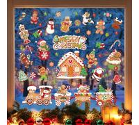 Joeyan 9 Feuilles Bonhomme en Pain d‘Épice Stickers Noël Fenetre,Déco Hiver | Autocollants Vitre Auto-adhésifs en Maison Train,Décalcomanies Double Face pour Portes,Fête,Magasin,École,Bureau,DIY Cadeau