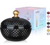 Joeyan Petits pots à bonbons en verre Noir avec couvercle, plats à bonbons en verre gaufré pour les noix, chocolats, cookies, pot décoratif pour mariages, buffets de fête, décoration d'intérieur