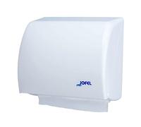 Jofel - Distributeur de papier pour les mains, serviettes faciales, distributeur de papier sèche-mains mural, combi : 400 lingettes Zig-Zag ou bobine de 90 m Coque ABS, Azur AH45000, blanc