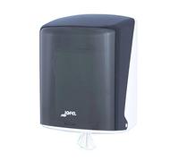 Jofel - Distributeur de rouleaux de papier jusqu'à 205mm Mèche Mécanisme de pré-coupe, Rouleau spécial pour distribution au centre du socle, Hygiène maximale, Boîtier ABS, Azure AG43000, Fumé