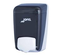 Jofel - Distributeur de Savon Mural, Rechargeable avec Savon Liquide de 0,4 l, Distributeur de Savon pour la Salle de Bains, boîtier ABS résistant, Azur AC84000, SAN Fumé
