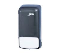 Jofel - Distributeur de savon pour fixation murale, rechargeable avec savon liquide de 0,85L, distributeur de savon de bain, boîtier ABS résistant, Azure AC81450, SAN Fumé